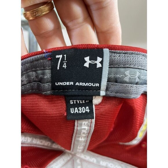 Ping Anser Under Armour Cap Hat Men Fitted 7 1/4 Red Polyester Excellent Used. - Picture 5 of 5